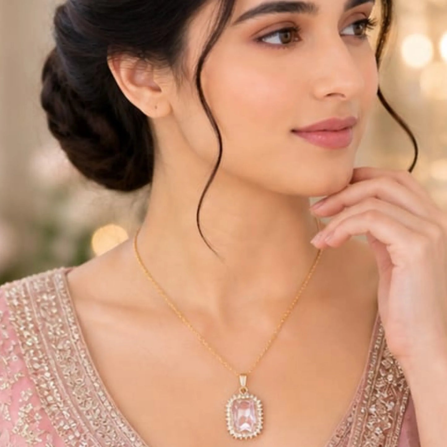 Majestic Solitaire Gemstone Pendant Necklace