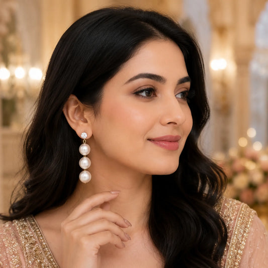 Triple Pearl Drop Earrings
