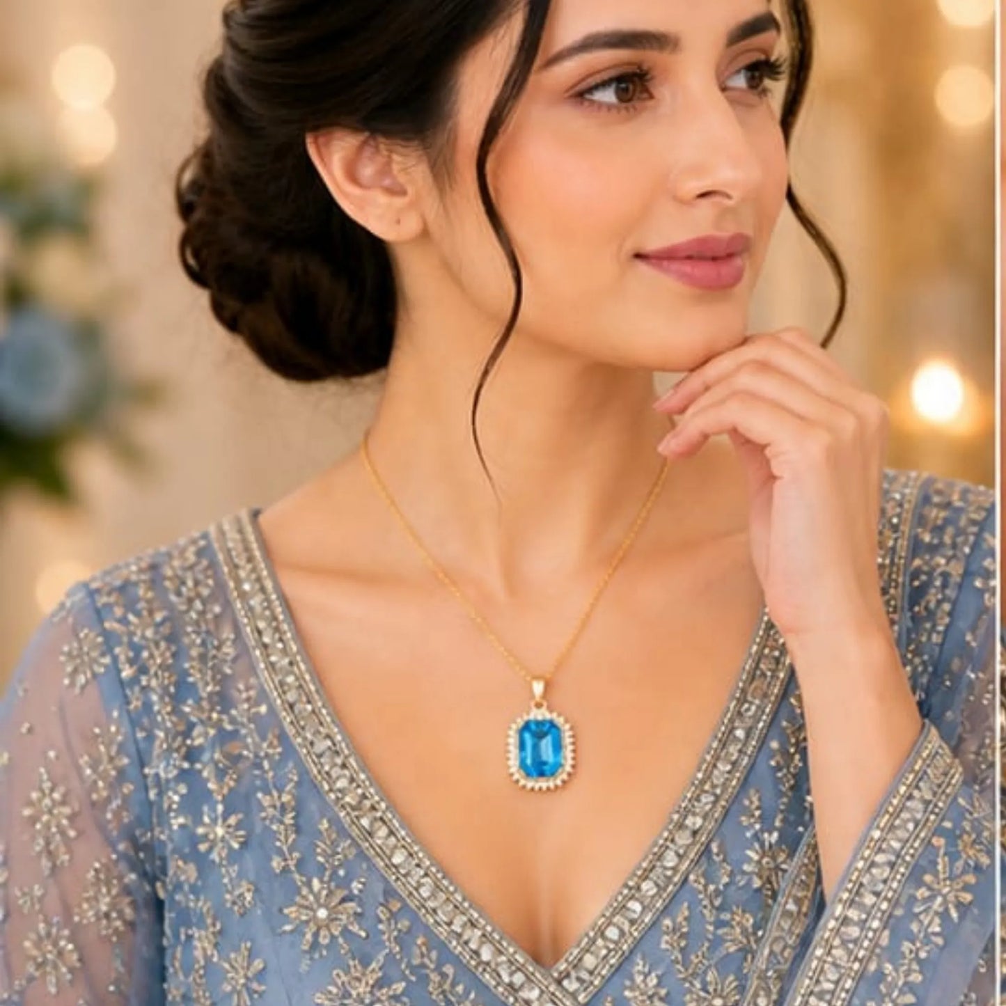 Majestic Solitaire Gemstone Pendant Necklace