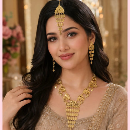 Traditional Gold-Tone Long Necklace Set