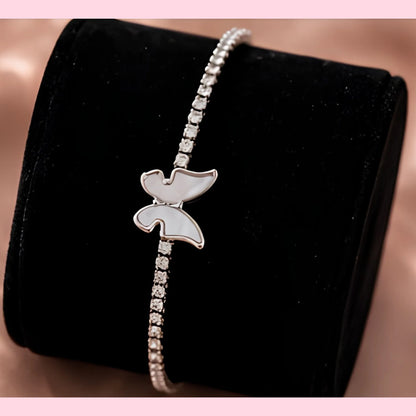 Kids' Silver Butterfly Jewellery Gift Set – Butterfly Bangle, Crystal Leaf Necklace & Adjustable Bracelet