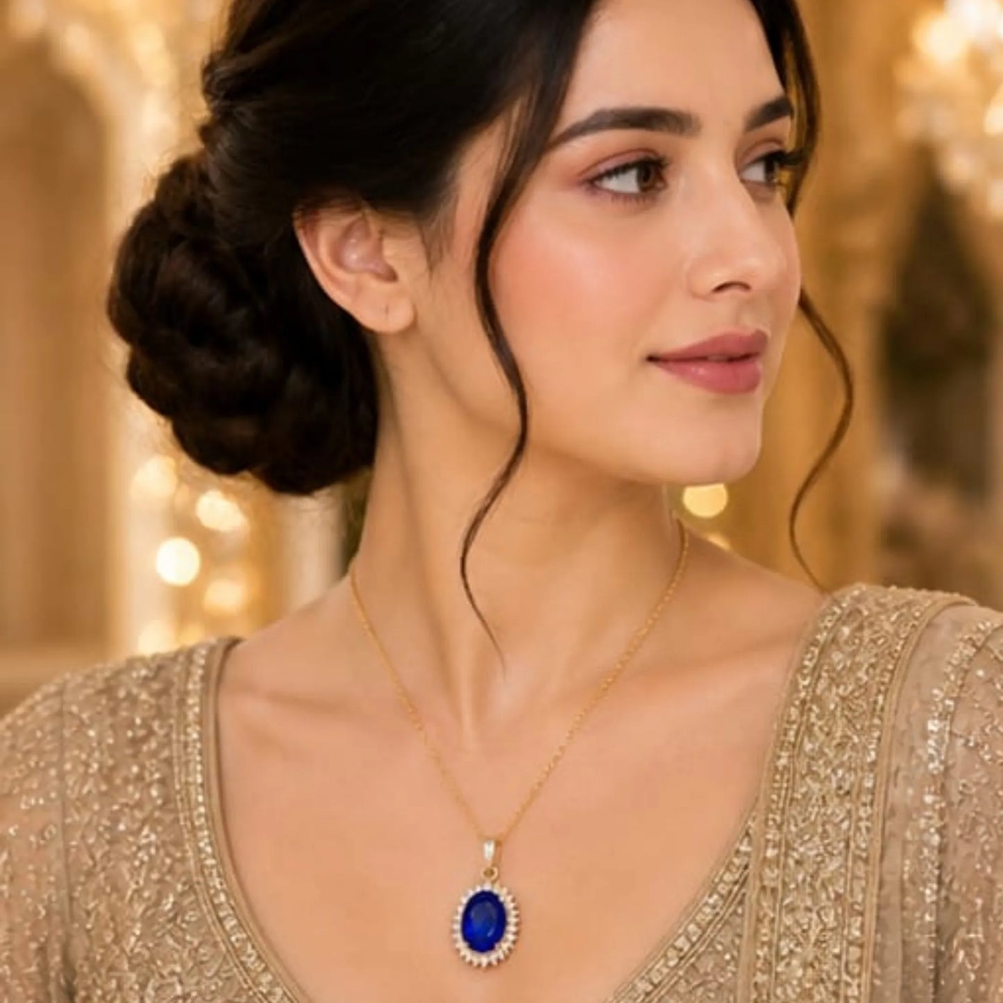 Majestic Solitaire Gemstone Pendant Necklace