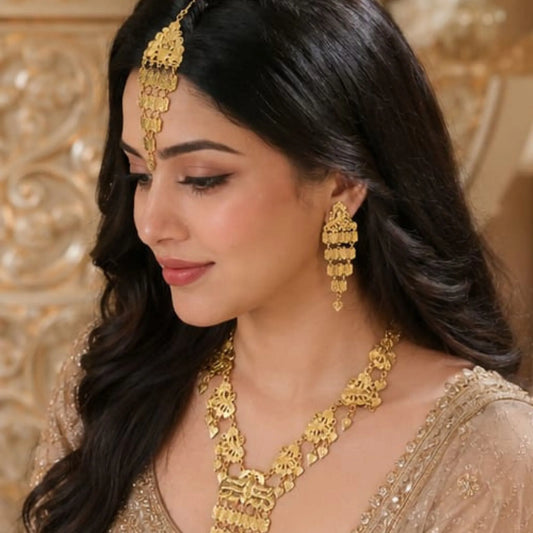 Traditional Gold-Tone Long Necklace Set