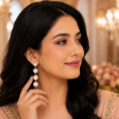 Four-Tier Pearl Drop Earrings