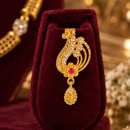 Gold-Tone Pink Stone Necklace Jewellery Set
