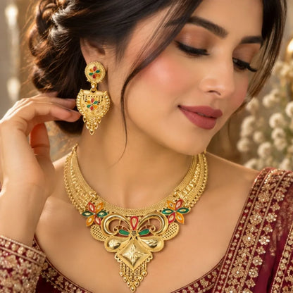 Meenakari Gold-Tone Traditional Necklace Set