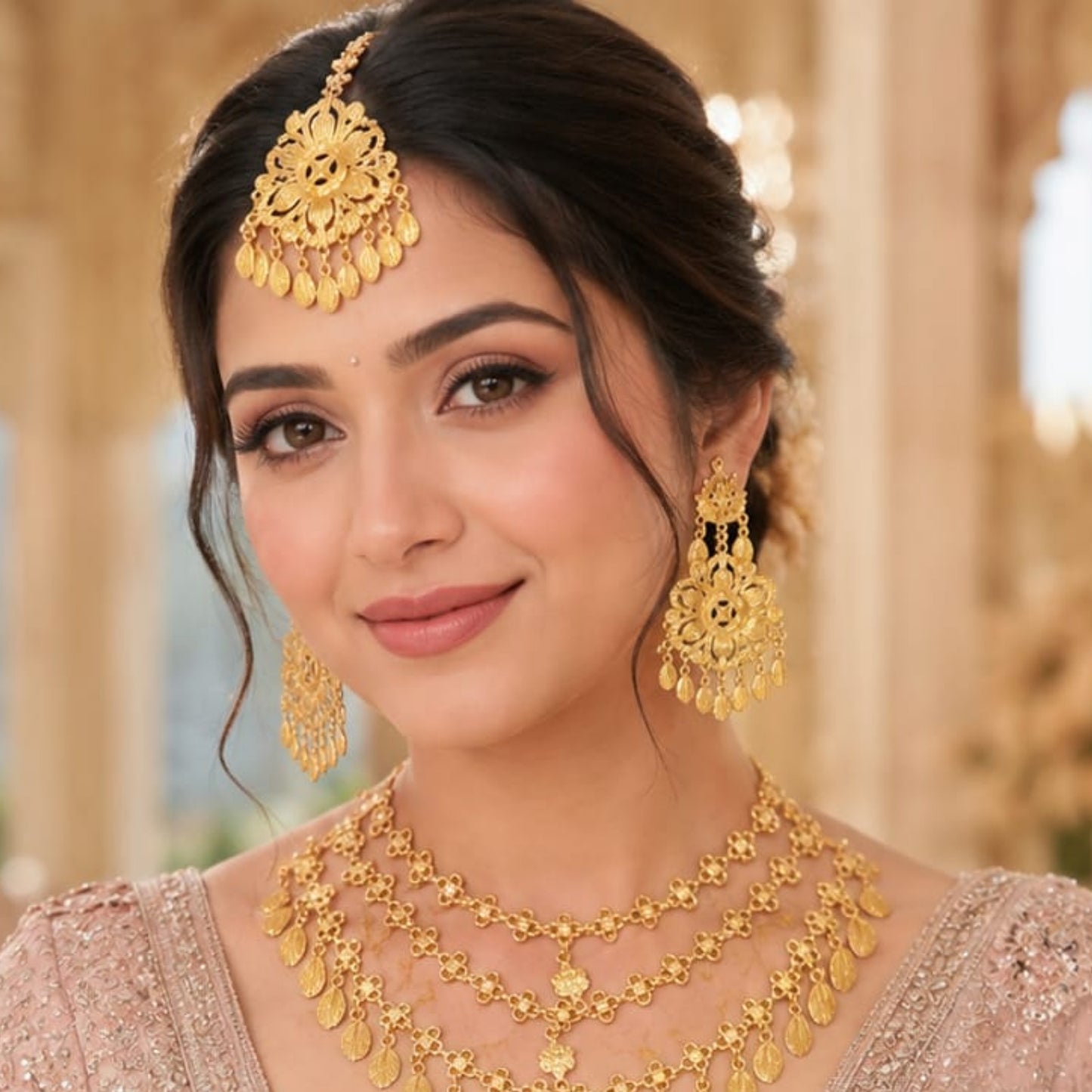 Golden Radiance Three-Layer Filigree Set
