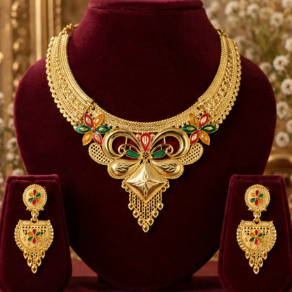 Meenakari Gold-Tone Traditional Necklace Set
