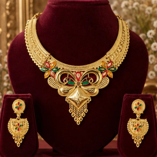 Meenakari Gold-Tone Traditional Necklace Set