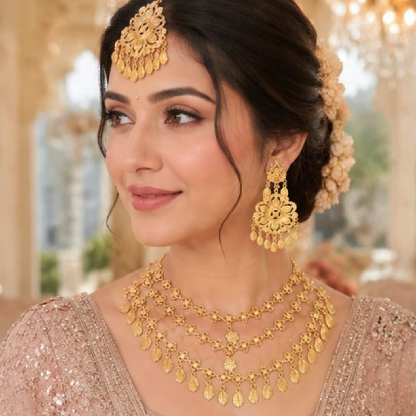 Golden Radiance Three-Layer Filigree Set