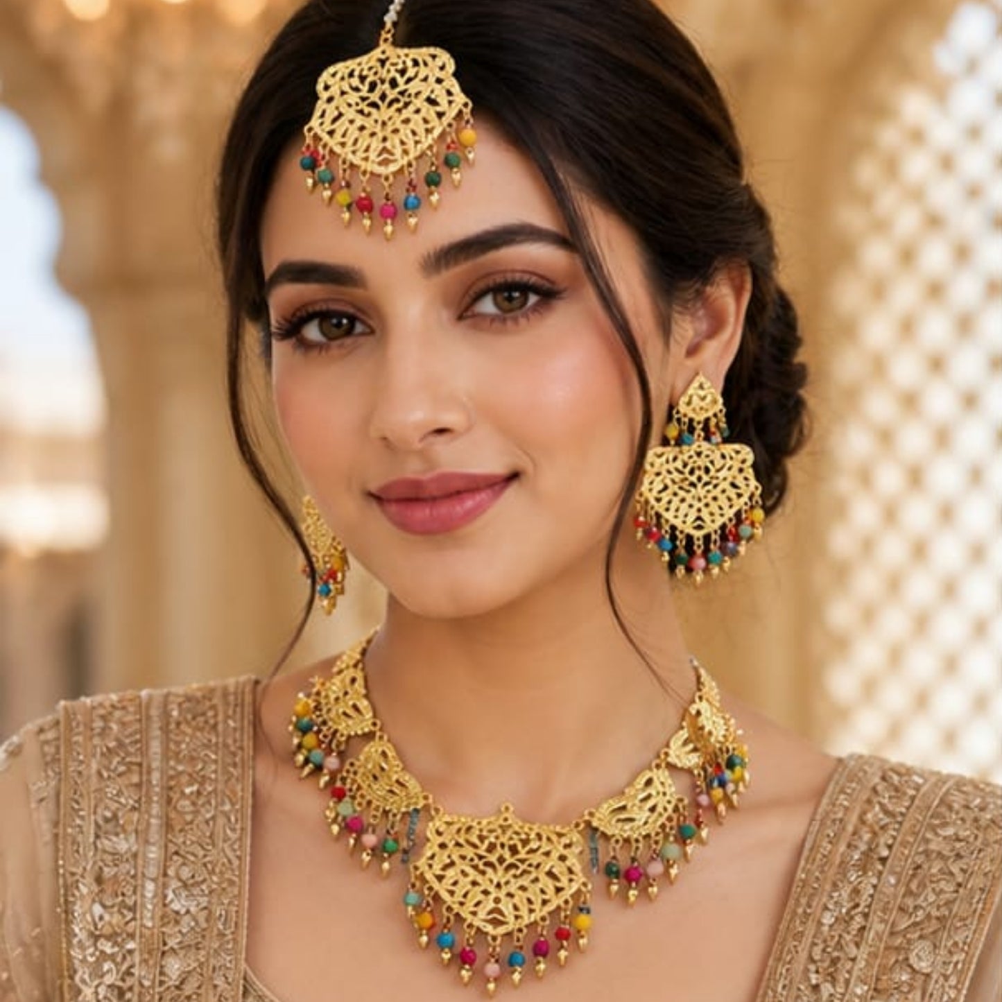Golden Festive Bloom Multi-Color Bead Set