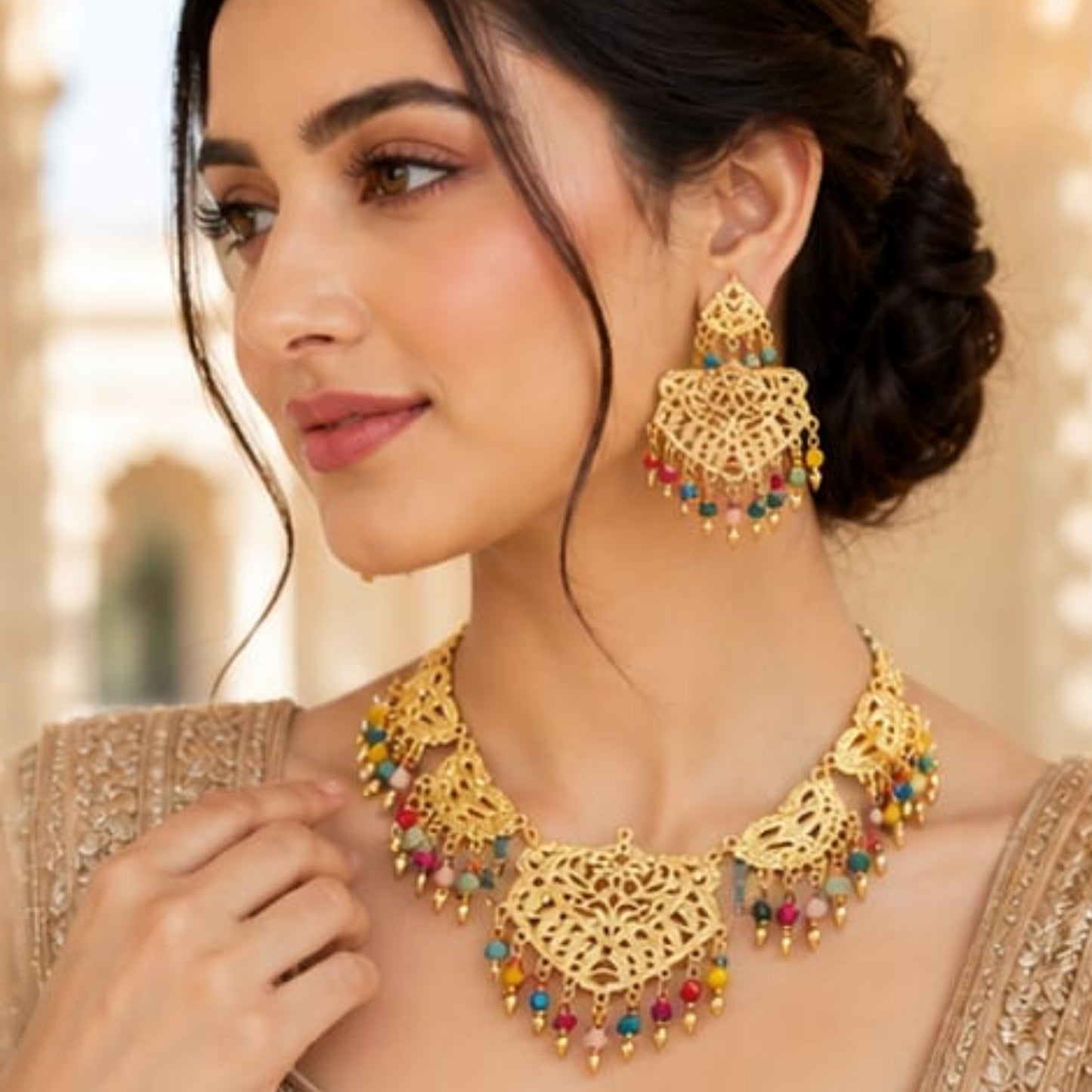 Golden Festive Bloom Multi-Color Bead Set