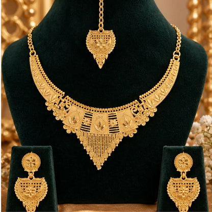 Traditional Gold-Tone Necklace Set with Tikka