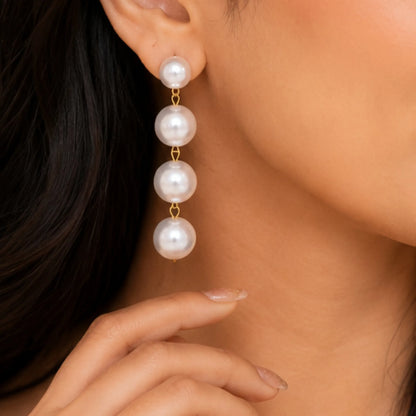 Four-Tier Pearl Drop Earrings