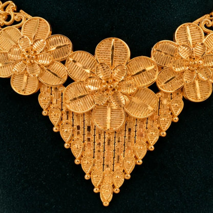 Floral Gold-Tone Traditional Necklace Set