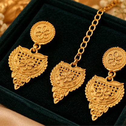 Floral Gold-Tone Traditional Necklace Set