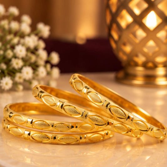 Slim Gold-Tone Traditional Bangle Set