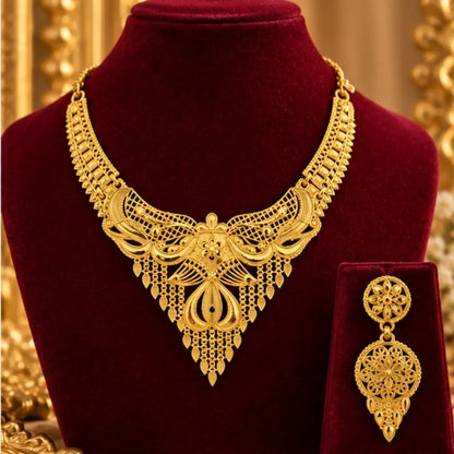 Floral Gold-Tone Traditional Necklace Set
