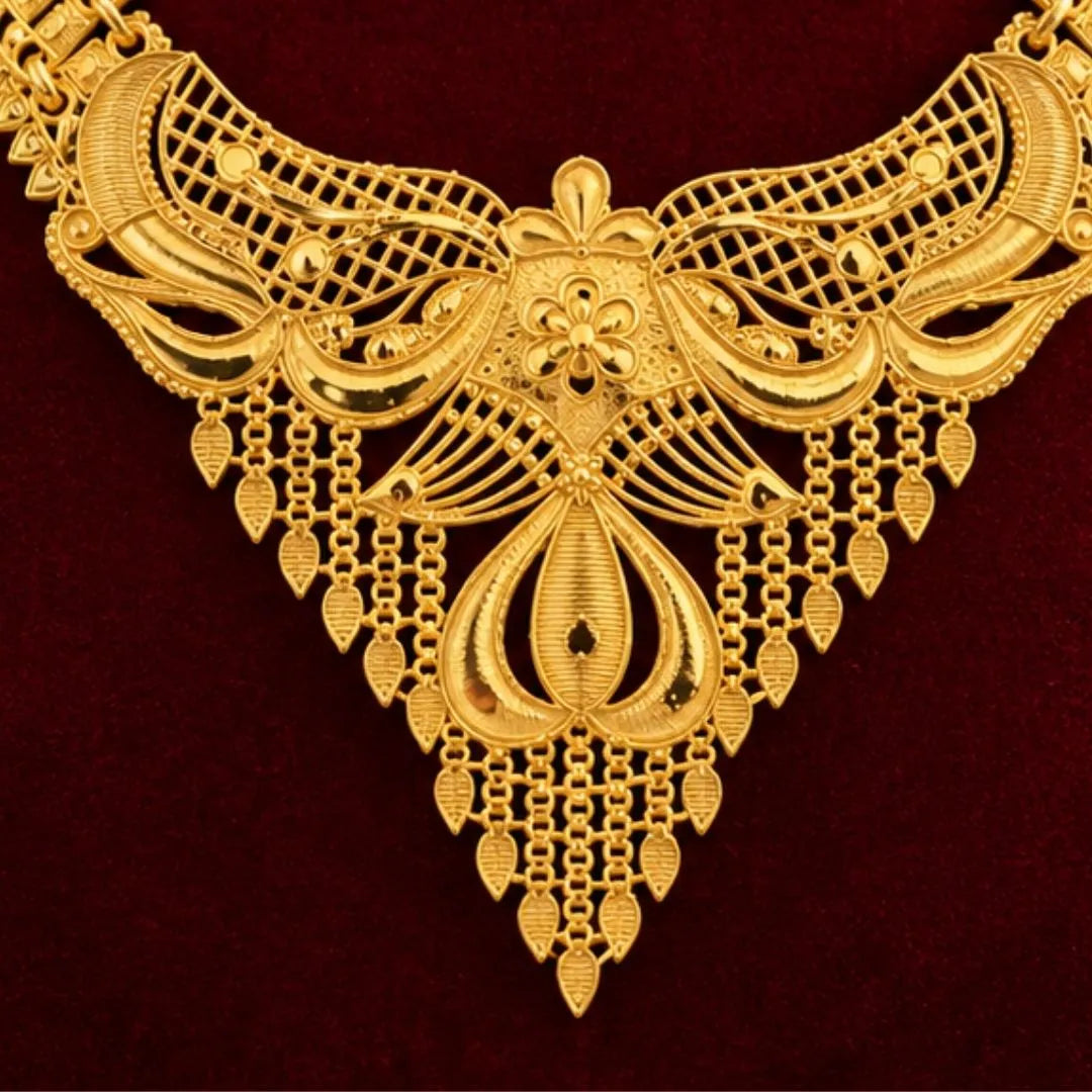 Floral Gold-Tone Traditional Necklace Set
