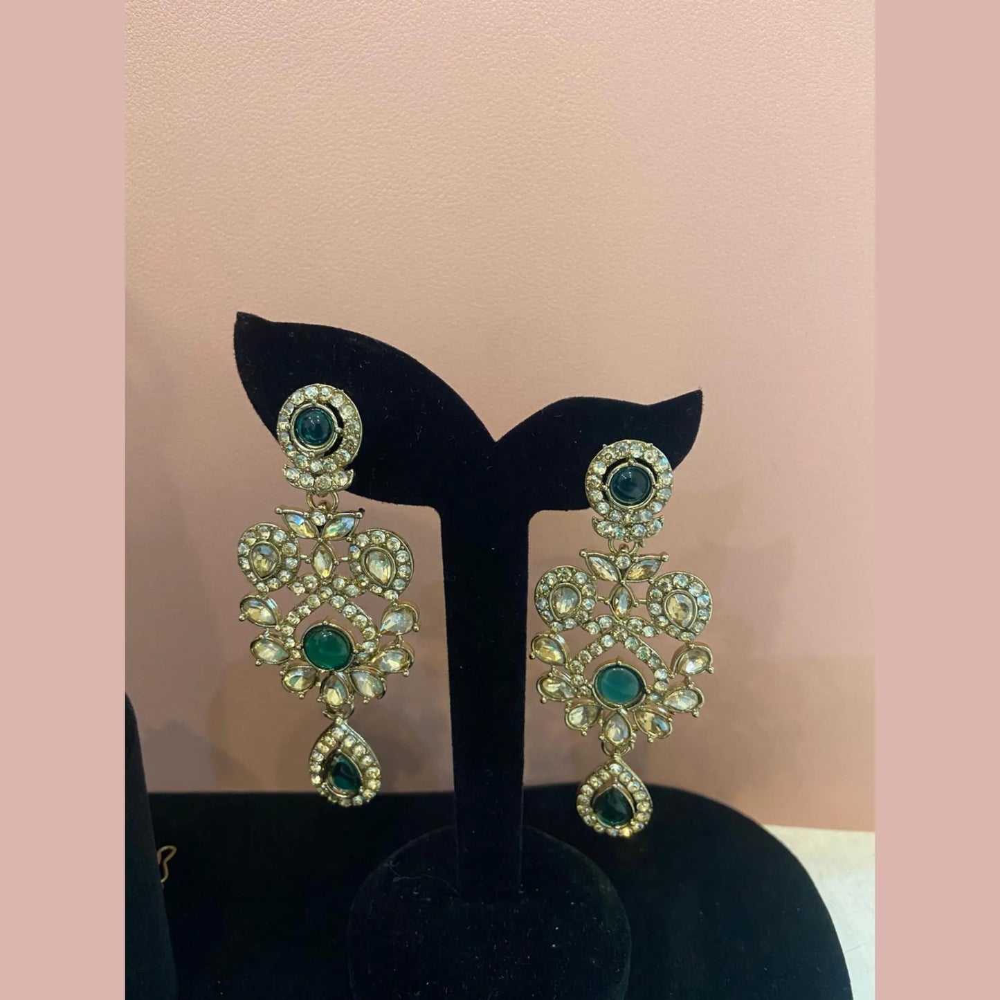Green emeralds bridal set