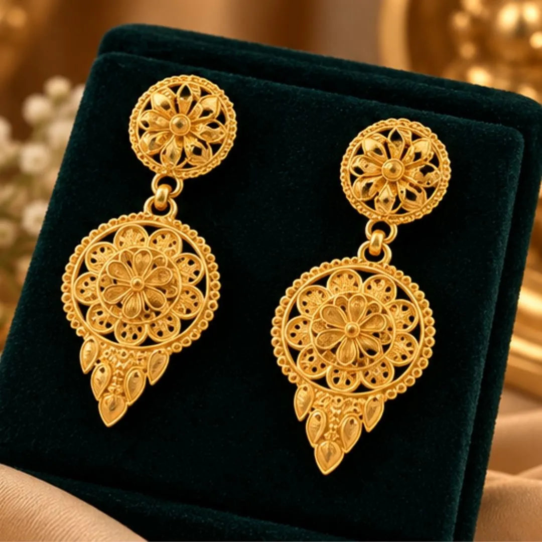 Peacock Floral Gold-Tone Necklace Set