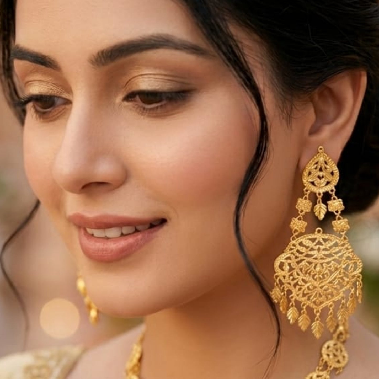 Majestic Gold Filigree Long Haar Set with Paasa