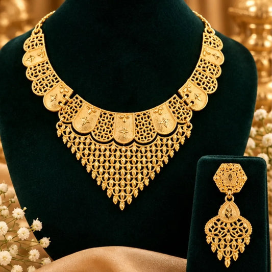Gold-Tone Filigree Traditional Necklace Set