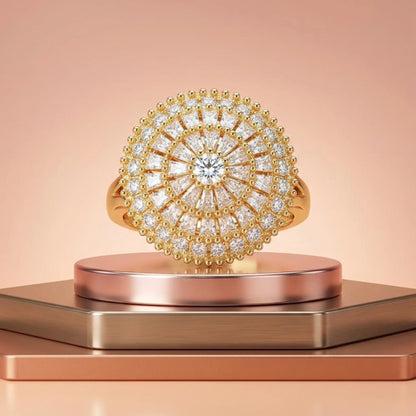 Golden Sunburst Cocktail Ring
