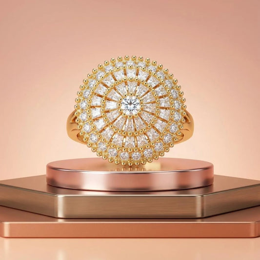 Golden Sunburst Cocktail Ring