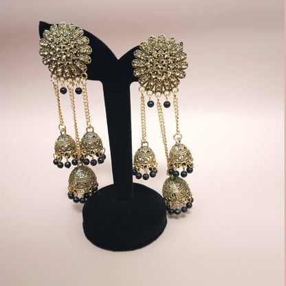 Ghunghroo Long Jhumka Earrings – Traditional Statement Party Wear