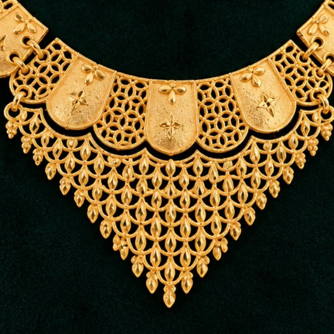 Gold-Tone Filigree Traditional Necklace Set