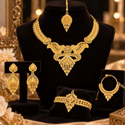 Bridal Gold-Tone Necklace Jewellery Set