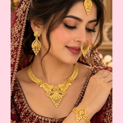 Bridal Gold-Tone Necklace Jewellery Set