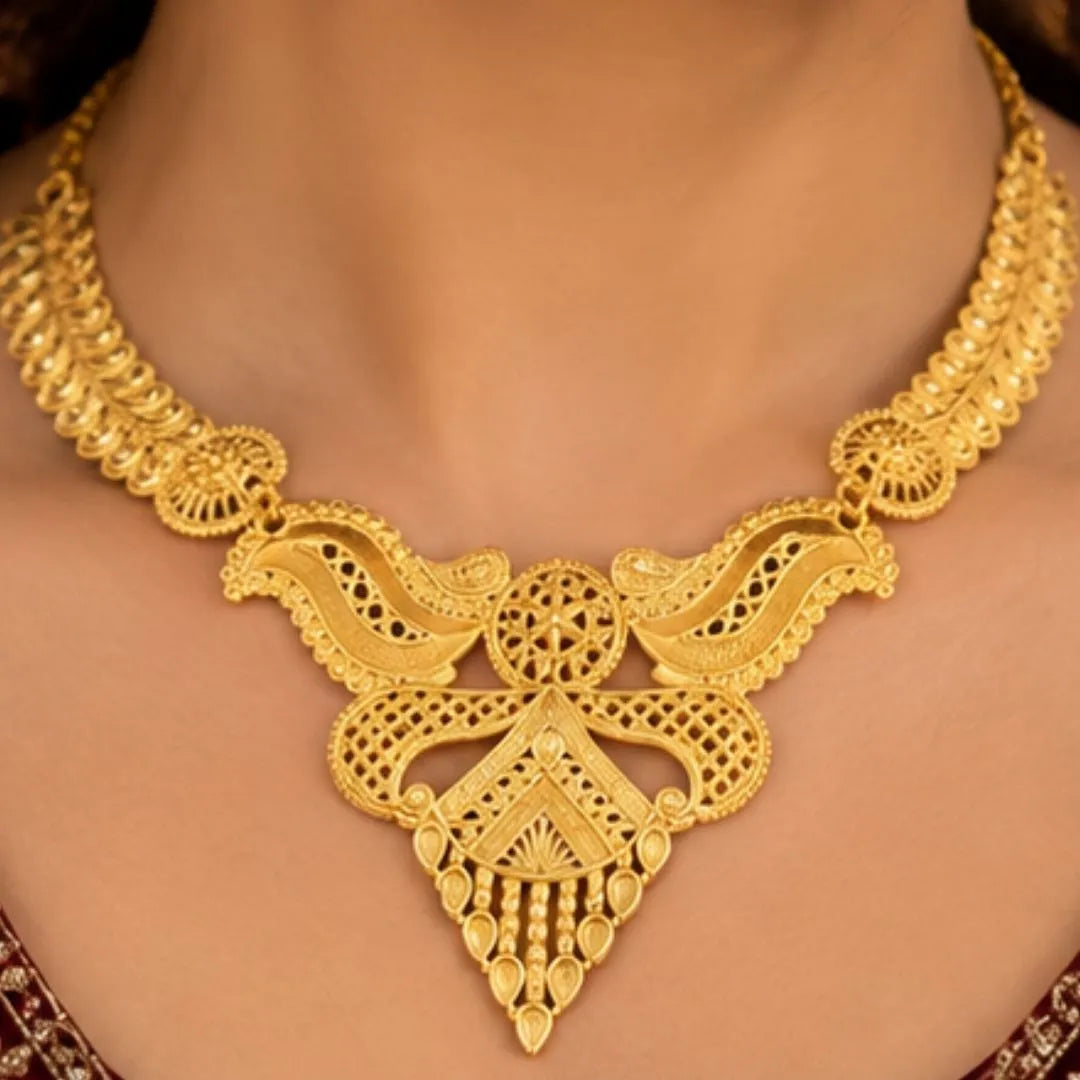 Bridal Gold-Tone Necklace Jewellery Set