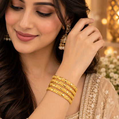 Slim Gold-Tone Traditional Bangle Set