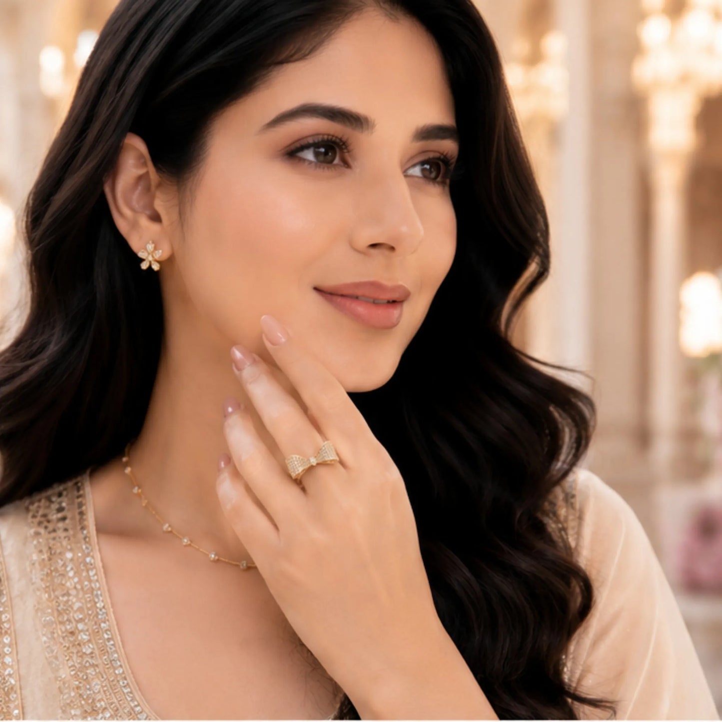 Golden Bow Ribbon Ring