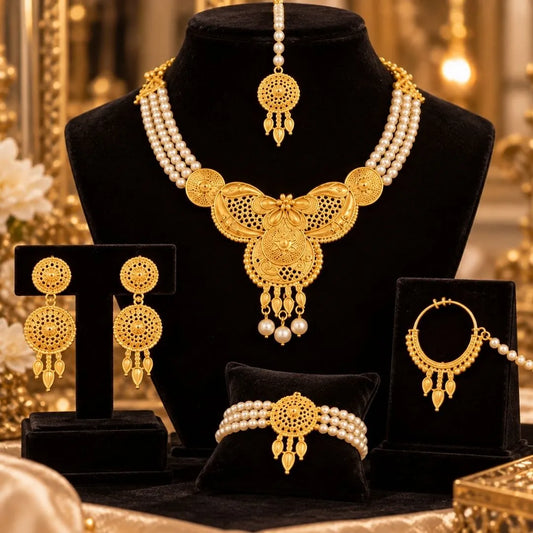 Pearl Gold-Tone Bridal Jewellery Set