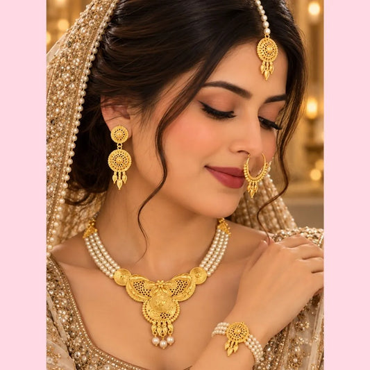 Pearl Gold-Tone Bridal Jewellery Set
