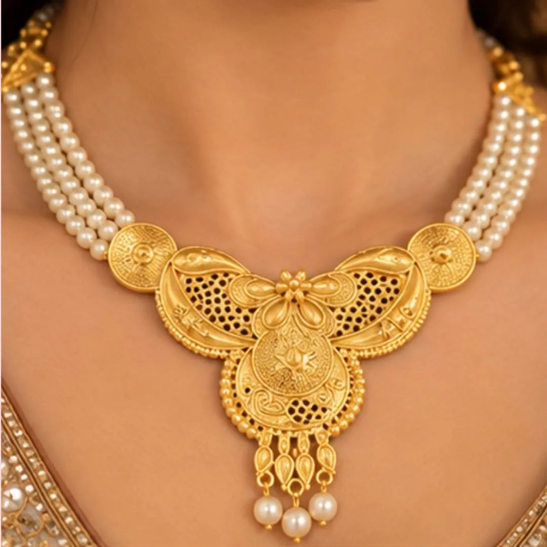 Pearl Gold-Tone Bridal Jewellery Set