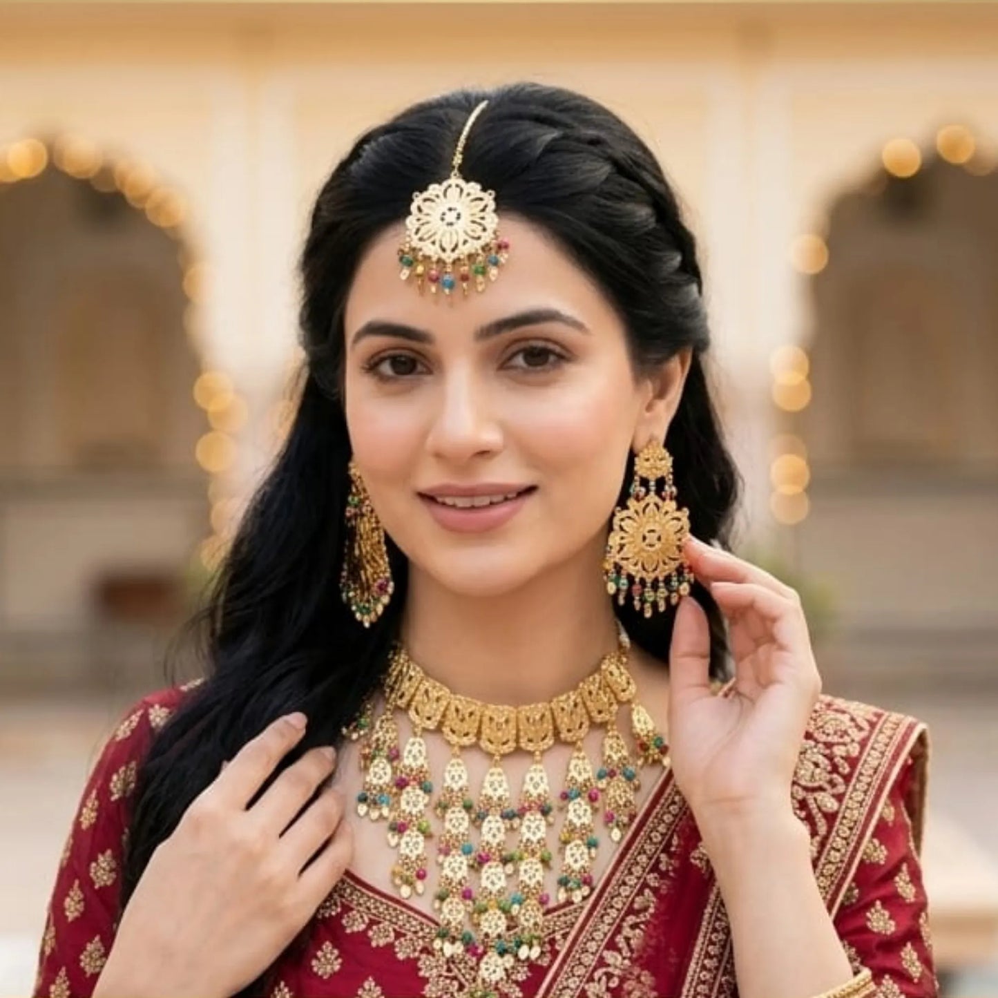 Golden Lace Filigree Statement Set
