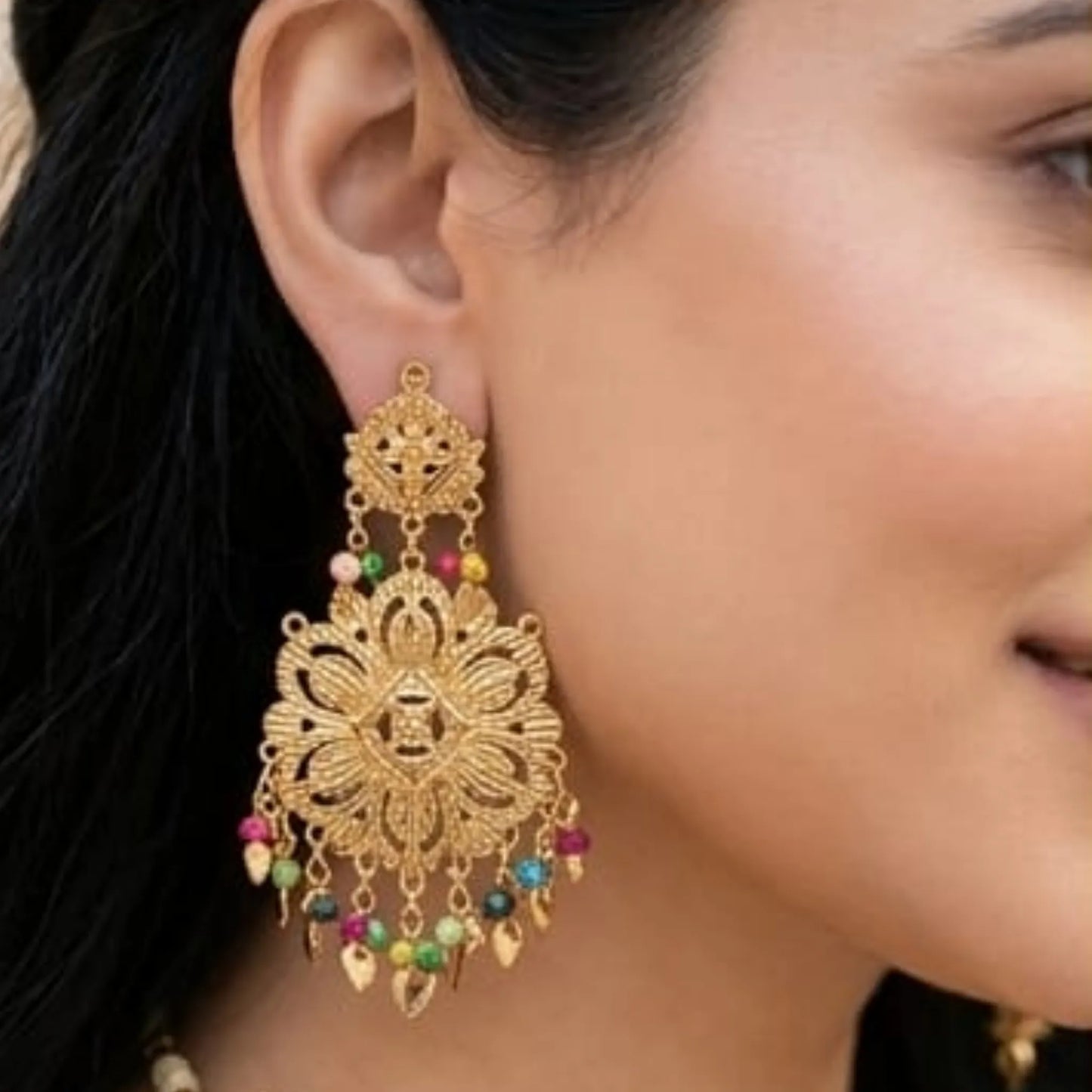 Golden Lace Filigree Statement Set