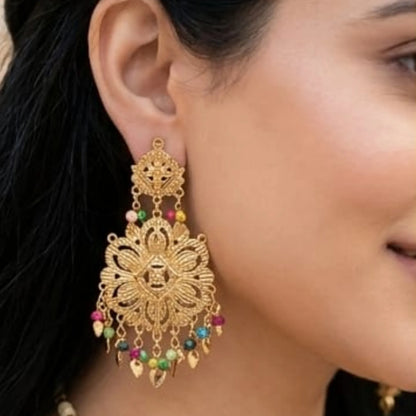 Golden Lace Filigree Statement Set