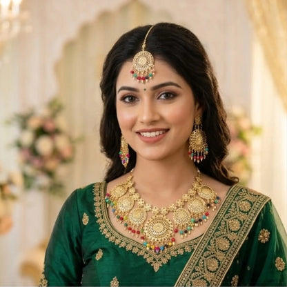 Golden Scalloped Filigree Statement Set
