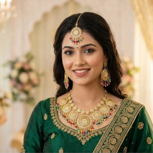 Golden Scalloped Filigree Statement Set