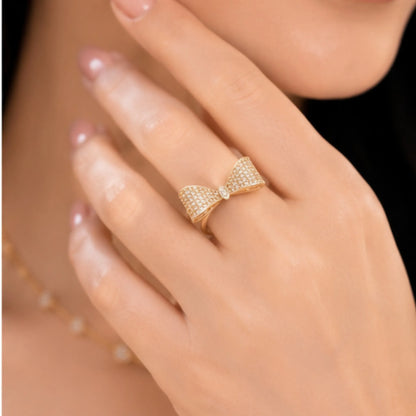 Golden Bow Ribbon Ring
