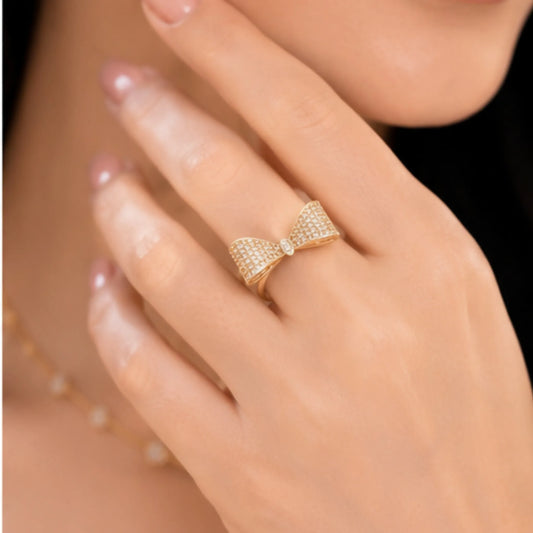 Golden Bow Ribbon Ring