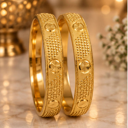 Textured Gold-Tone Traditional Bangle Pair