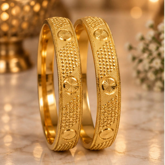 Textured Gold-Tone Traditional Bangle Pair
