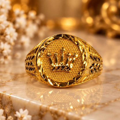 Men’s Gold-Tone Crown Design Statement Ring