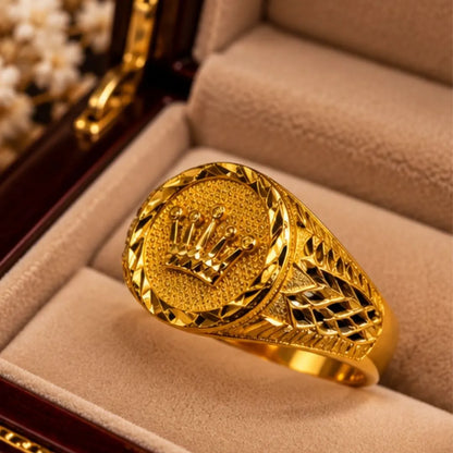 Men’s Gold-Tone Crown Design Statement Ring